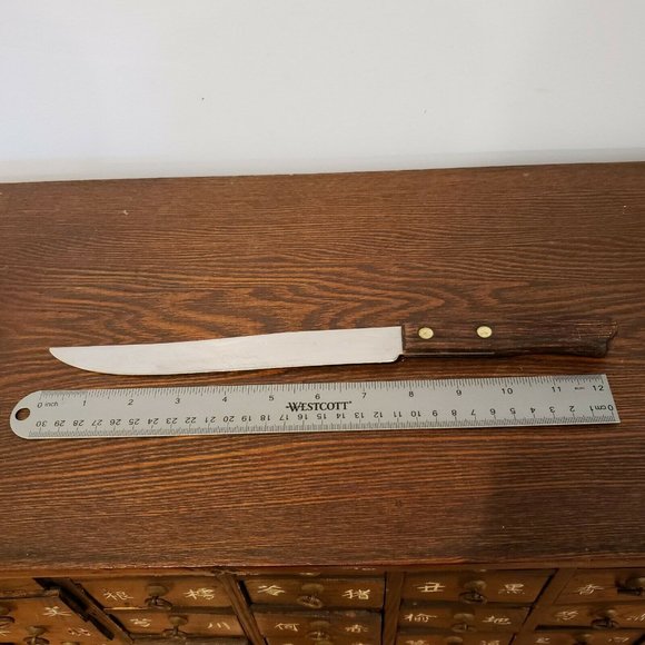 Vtg Forgecraft Stainless Steel 8" Blade Wooden Handle Carving Knife Made in USA - Picture 9 of 9